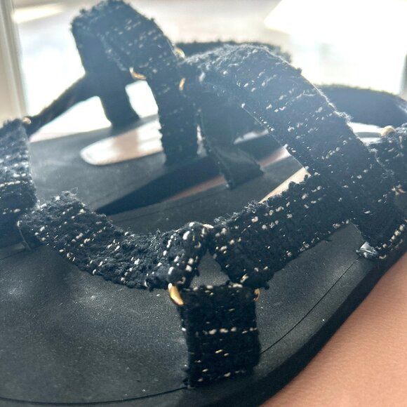 Stuart Weitzman Vail Sport Black Tweed Sandals - Size 6.5 - Excellent Condition - Picture 7 of 16